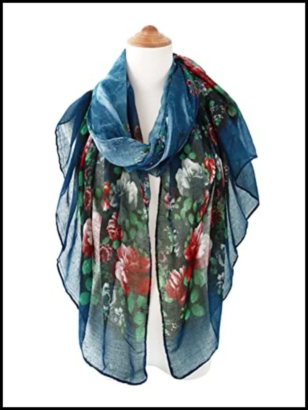 Lightweight Floral Print Scarf Wrap Head Shawl